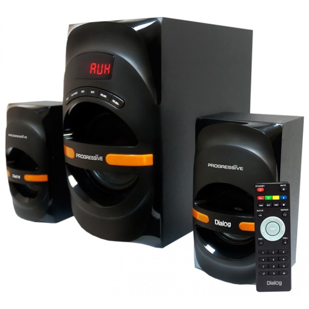 Колонки 2.1 Dialog Progressive AP-210В RMS 60W, Bluetooth, FM, USB, SD, ПДУ, МДФ, чёрный