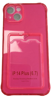 Чехол для iPhone 14 Plus, ярко-розовый с картх-ом