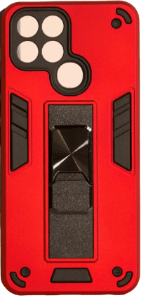 Чехол для Infinix Smart 6, красно-чёрный с подставкой