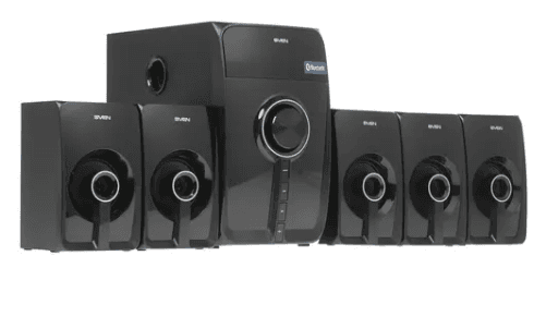 Колонки SVEN HT-202, формат акустики-5.1, 100 Вт, беспроводной ПДУ, Bluetooth, SD, питание - сеть 220 В