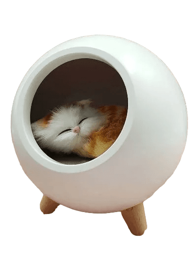 Ночник колонка Bluetooth "Домик для котёнка", с подсветкой и игрушкой кошка USB аккумулятором