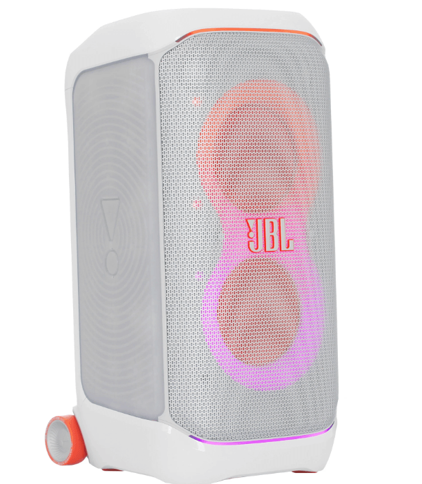 Портативная аудиосистема JBL PartyBox Stage 320, белый. 240 Вт, Bluetooth, AUX, 9444 мА*ч, время работы - до 18 ч