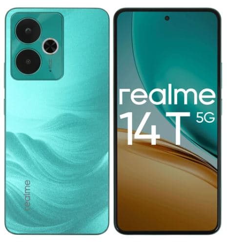 Смартфон realme 14T 8/128 ГБ зеленый, 6.67", MediaTek Dimensity 6300 - 8x(2.4 ГГц), 2 SIM, AMOLED, 2400x1080, камера 50+2 Мп, NFC, 5G, 4G, GPS, 6000 мА*ч