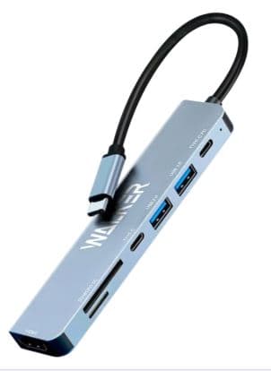 USB-Хаб WALKER WHUB-71, 7в1, PD 100 Вт, серый