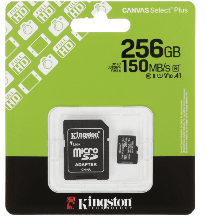 Карта памяти Kingston microSDXC 256 ГБ Class 10 150 Мбайт/сек