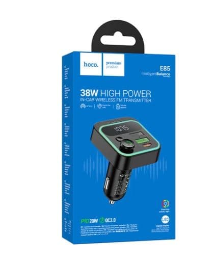 FM-трансмиттер Hoco E85, дисплей, Bluetooth, APE, FLAC, MP3, WAV, USB Type-A, USB Type-C
