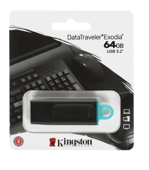 USB 3.2 64 GB Kingston Exodia, чер/голу