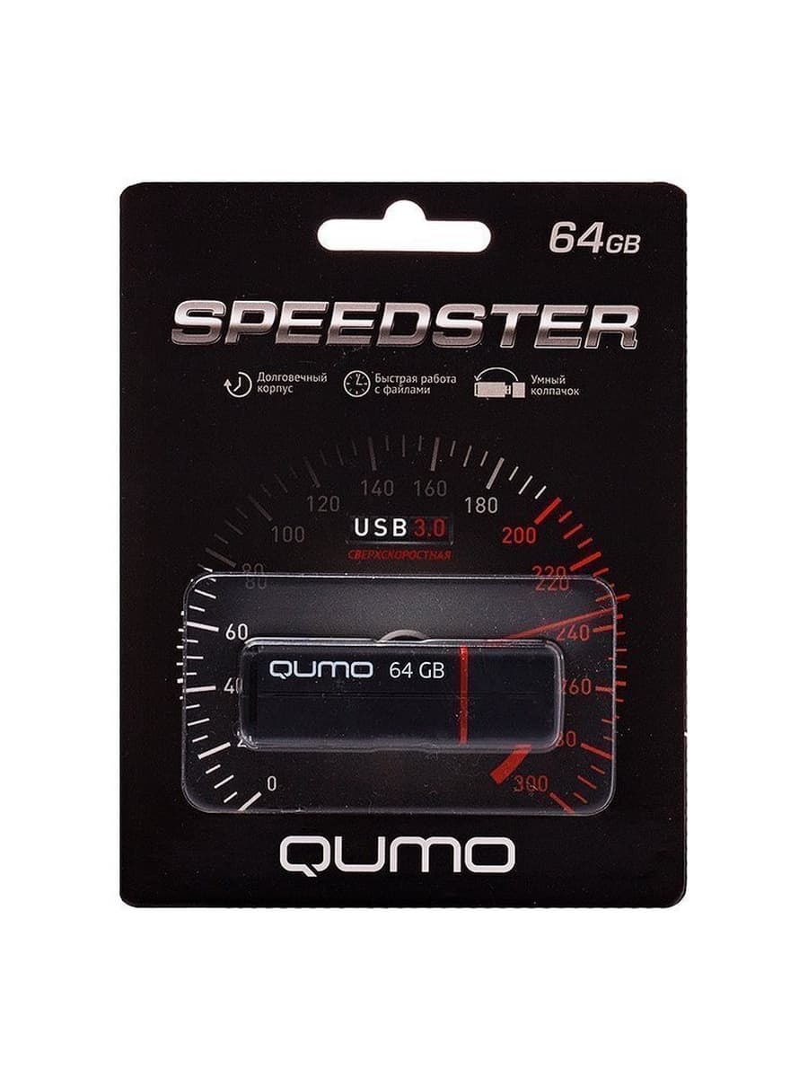 Память USB 3.0 64 GB Qumo Speedster, черный