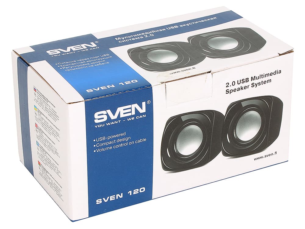 Колонки 2.0 Sven 120 RMS 5W, USB, чёрный