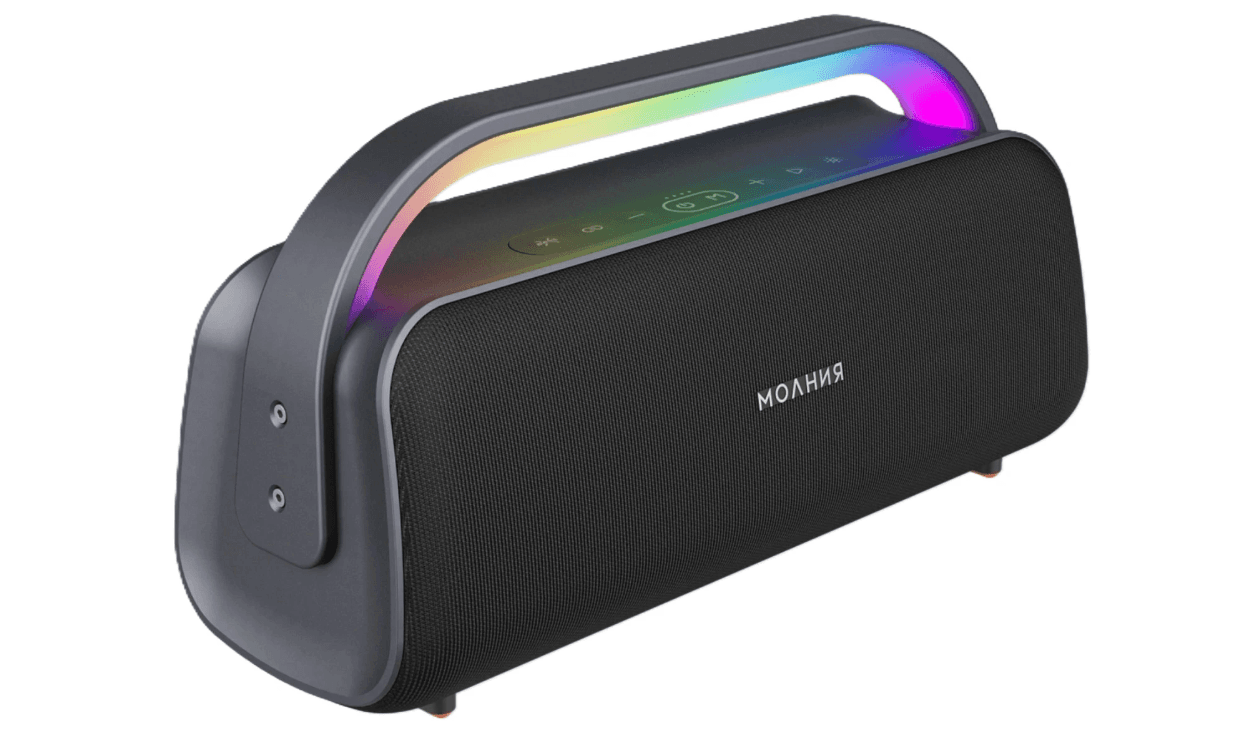 Портативная колонка УРАЛ МОЛНИЯ КВАРК, черный, 240 Вт, 65 Гц - 19000 Гц, Bluetooth, AUX вход, USB Type-C, FM, 8000 мА*ч