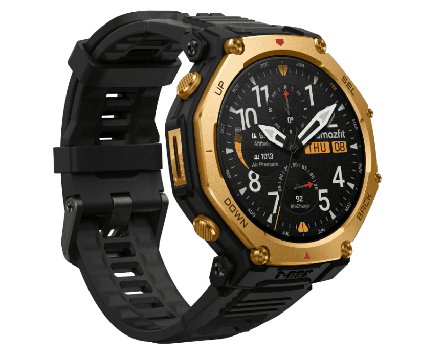 Смарт-часы Amazfit T-Rex 3 Pro, корпус-золотой, ремешок-черный, 1.5" AMOLED, 480x480, Bluetooth, Android 7.0 и выше, iOS 15 и выше