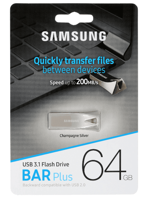 Память USB Flash 128 ГБ Samsung BAR Plus, серебристый