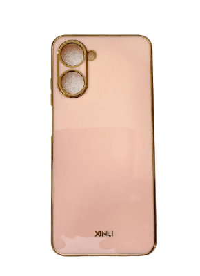 Чехол для Realme 10, розовый с золотой обводкой