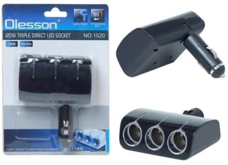 Разветвитель прикуривателя на 3 гнезда 120W без USB