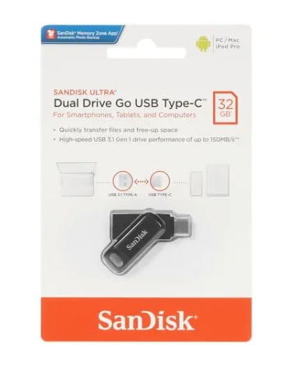 Память OTG USB Flash 32 ГБ SanDisk Ultra Dual Drive Go [SDDDC3-032G-G46]