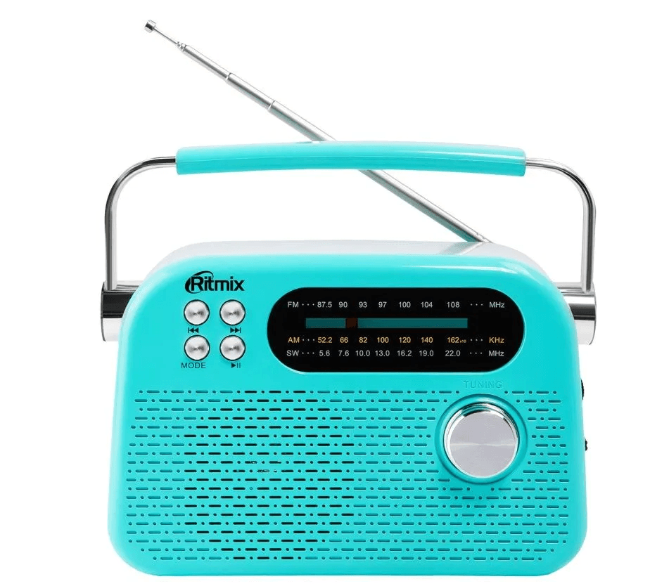 Радиоприемник портативный RITMIX RPR-045 голубой, FM, AM, SW, USB, 1200 мАч