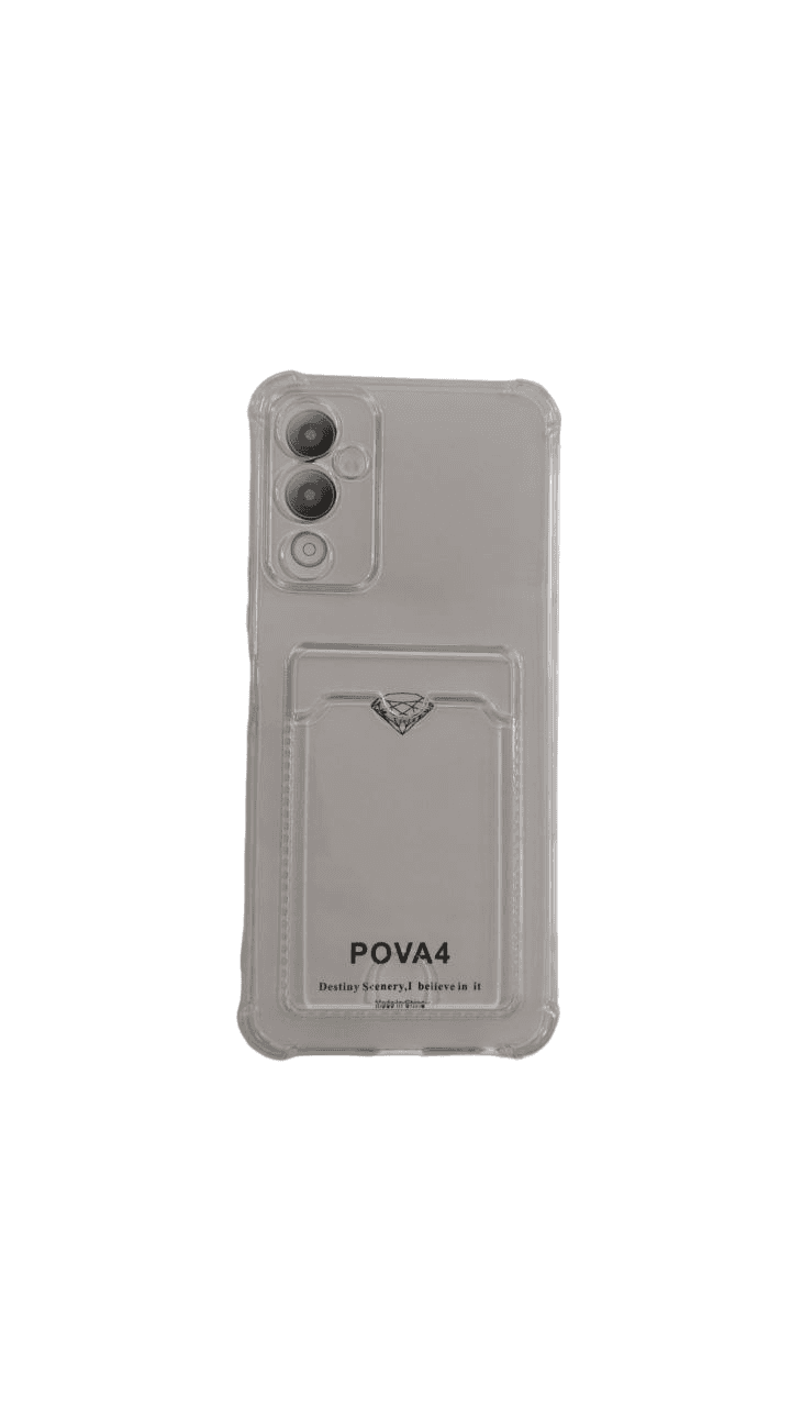 Чехол для Tecno Pova 4 с картхолдером, прозрачный