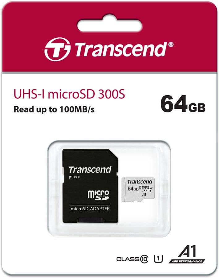 Карта microSDXC 64 GB Transcend 300S+SD адаптер