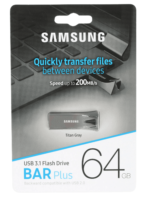Память USB Flash 64 ГБ Samsung BAR Plus, серый