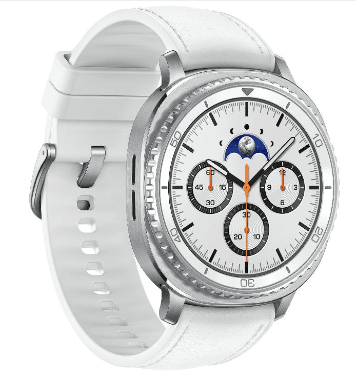 Смарт-часы Samsung Galaxy Watch8 Classic 46 mm Wi-Fi, белый, 1.34" Super AMOLED, 438x438, IP68, Bluetooth, NFC, A-GPS, BeiDou, Galileo, GPS, 445 мА*ч