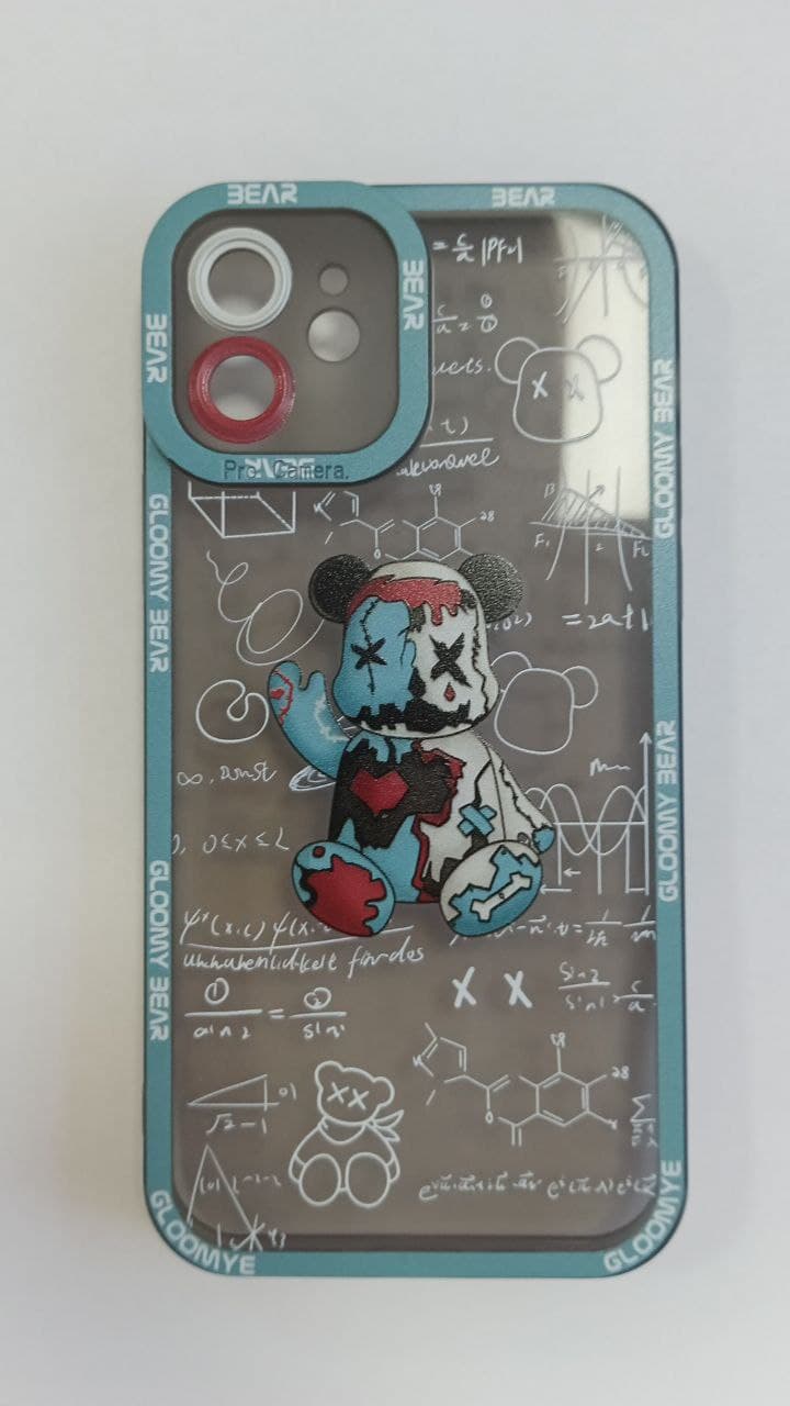 Чехол для iPhone 12, бирюзовый кант, Bearbrick oct 10