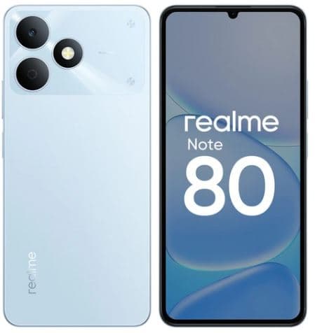 Смартфон realme Note 80 4/64 ГБ голубой, Unisoc T7250 (T615), 8 x 1.8 ГГц, 6.74", 1600x720, IPS, 90 Гц, 6300 мА*ч