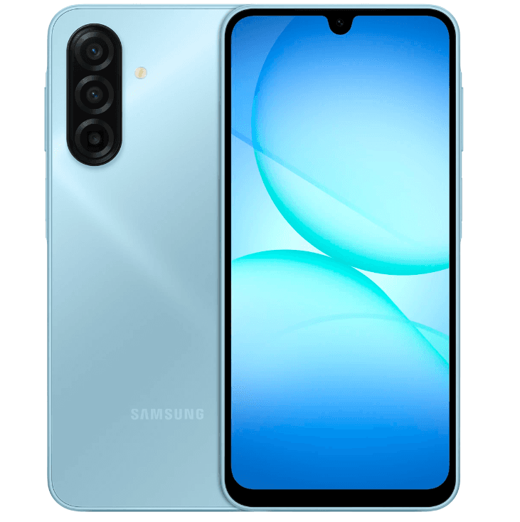 Смартфон Samsung Galaxy A17 4/128 ГБ голубой, MediaTek Helio G99 - 8x(2.2 ГГц), 2 SIM, Super AMOLED, 6.7", 2340x1080, 90 Гц, камера 50+5+2 Мп, NFC, 4G, GPS, 5000 мА*ч