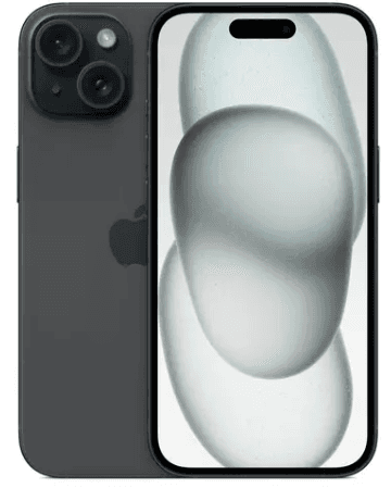 Смартфон Apple iPhone 15 6/128 ГБ черный, Apple A16 Bionic - ядер - 6x(3.46 ГГц), 1 SIM, OLED, 6.1", 2556x1179, камера 48+12 Мп, NFC, 5G, GPS, 3349 мА*ч